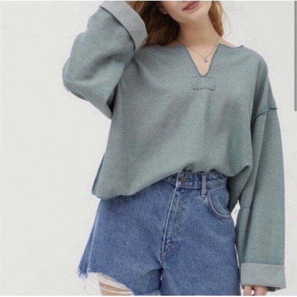 Urban Outfitters Tops - Urban Outfitters Jax Inside Out Notch Neck Top Size Large Boxy Oversized Shirt